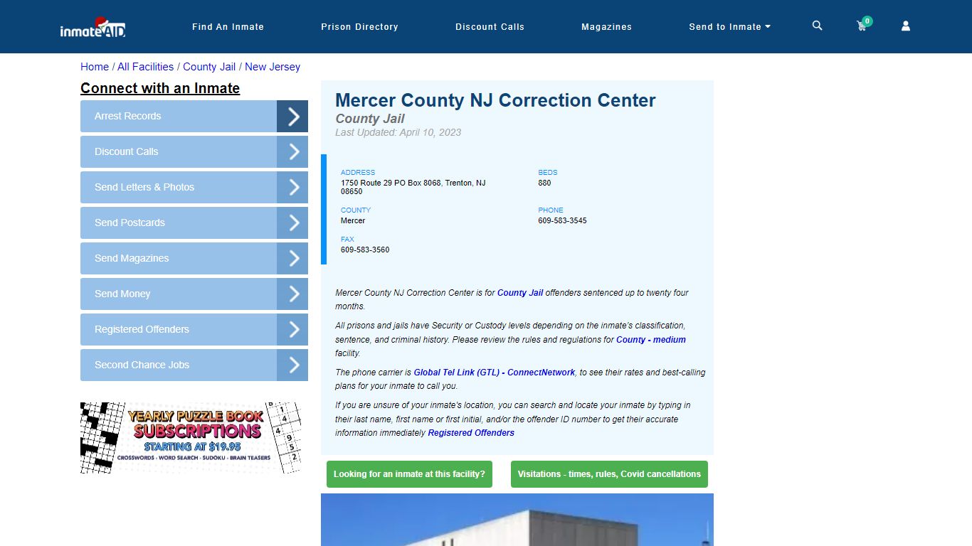 Mercer County NJ Correction Center - Inmate Locator - Trenton, NJ